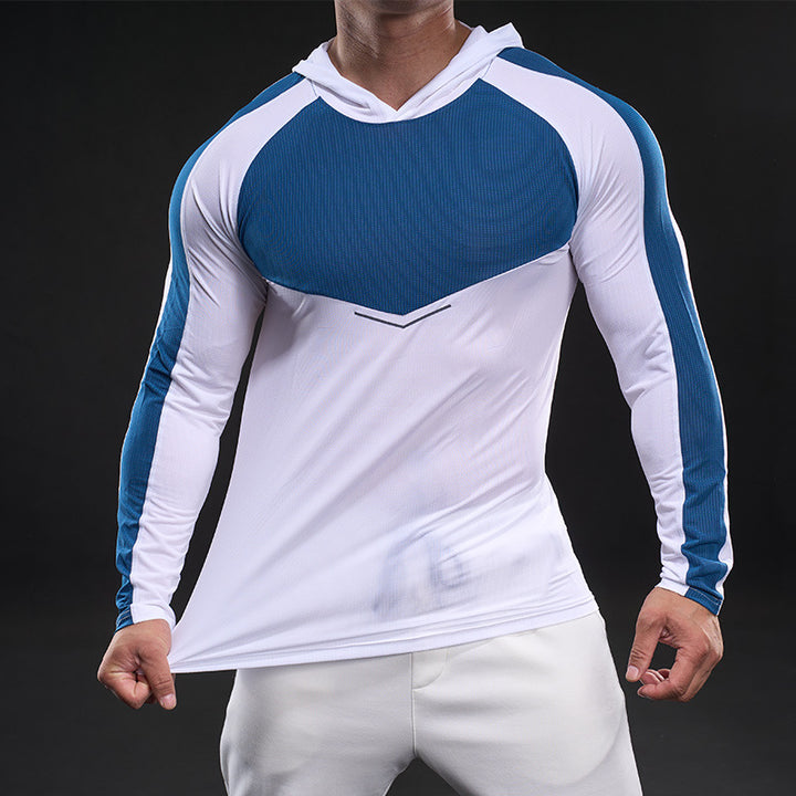 Herren sportliches Langarm-Funktionsshirt mit Kapuze und atmungsaktivem Design Aliams