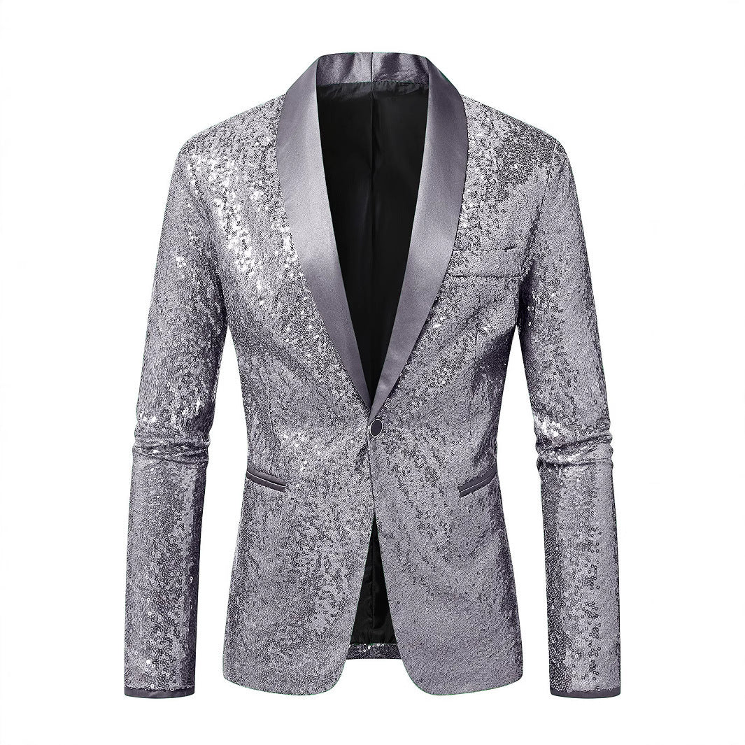 Herren Funkelnder Paillettenblazer mit modernem Schnitt Aliams