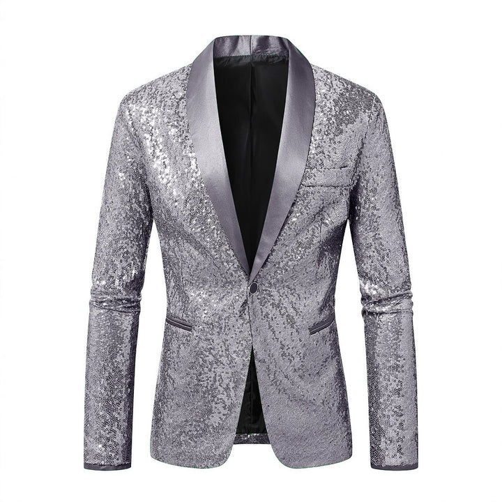 Herren Funkelnder Paillettenblazer mit modernem Schnitt Aliams