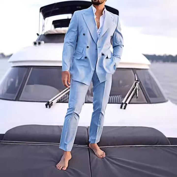 Herren Eleganter Doppelreiher-Anzug im edlen Streifen-Muster Aliams