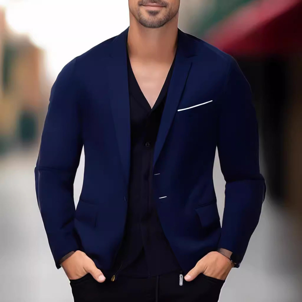 Herren eleganter und stilvoller Blazer mit farblich abgesetztem Revers Aliams