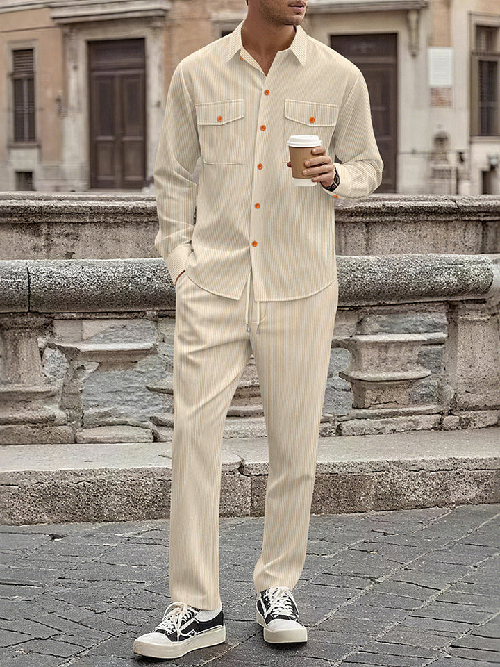Herren gestreiftes Freizeit-Anzugset mit modischen Details Aliams