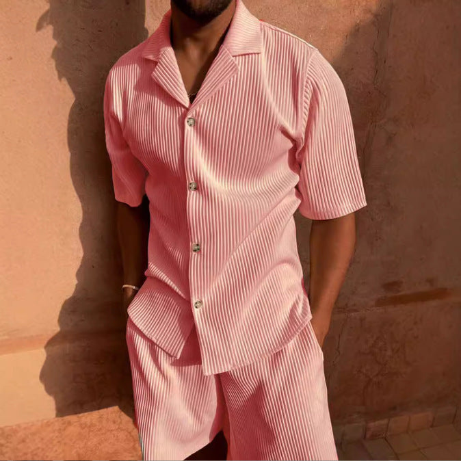 Herren Kurzarm-Hemd mit strukturiertem Design und eleganten Knopfdetails Aliams