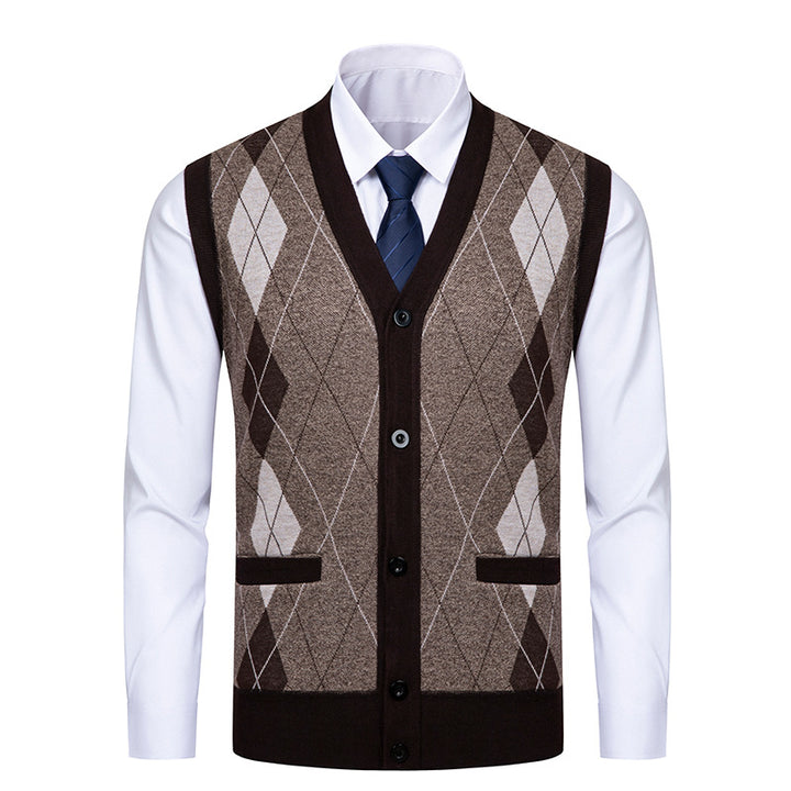 Herren edle Strickjacke mit modernem Rautenmuster Aliams