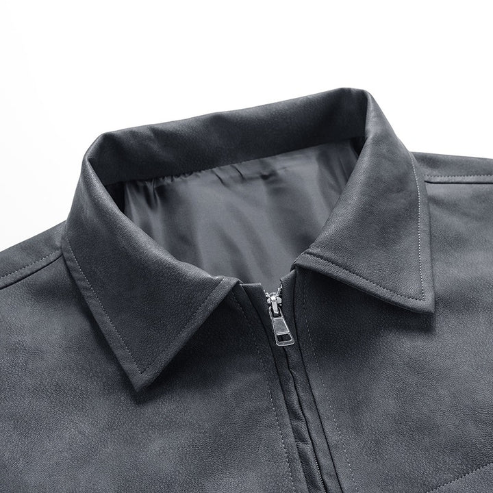 Herren Kunstlederjacke im lässigen Biker-Stil mit praktischen Taschen Aliams