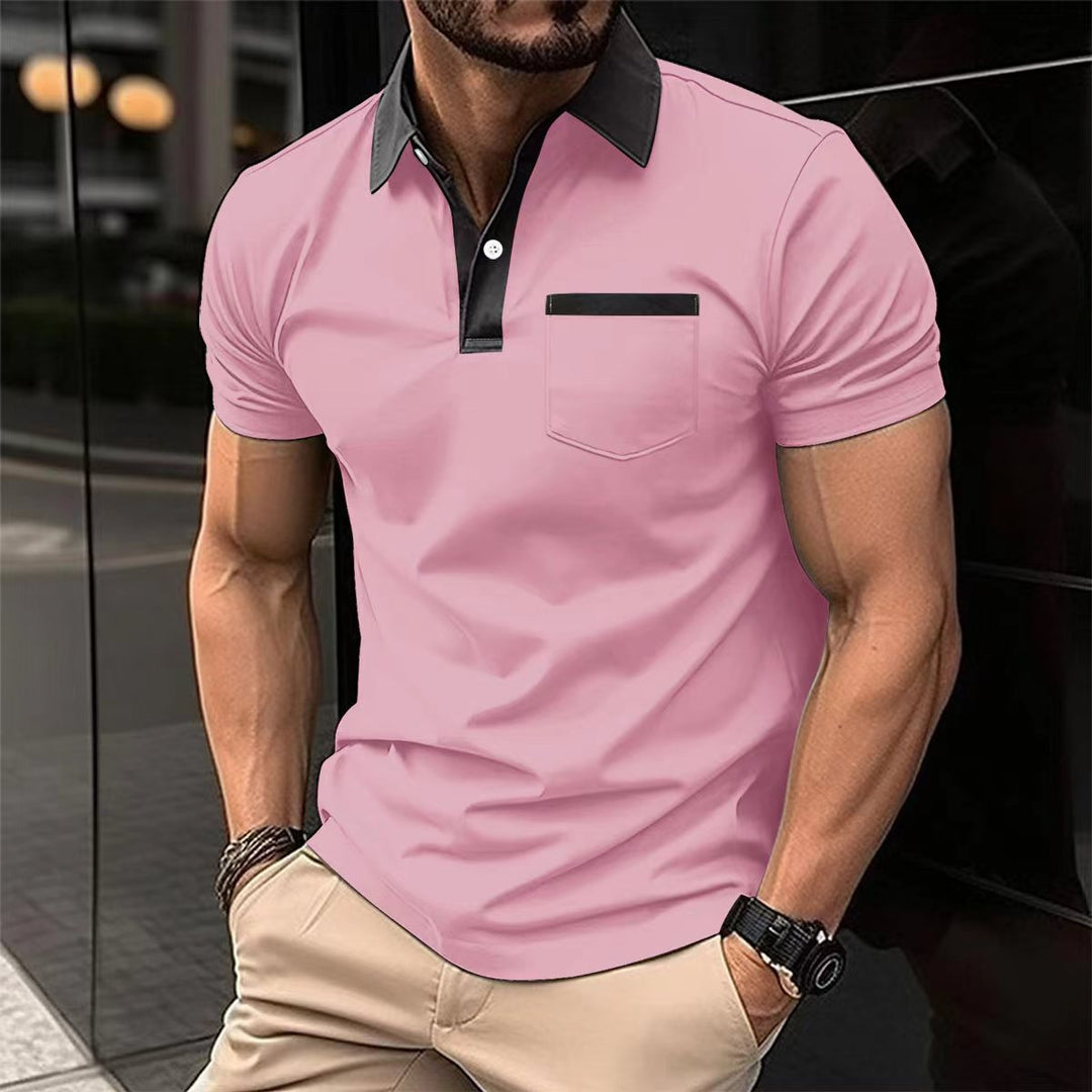 Herren Poloshirt mit modernem Kontrastkragen und praktischer Brusttasche Aliams