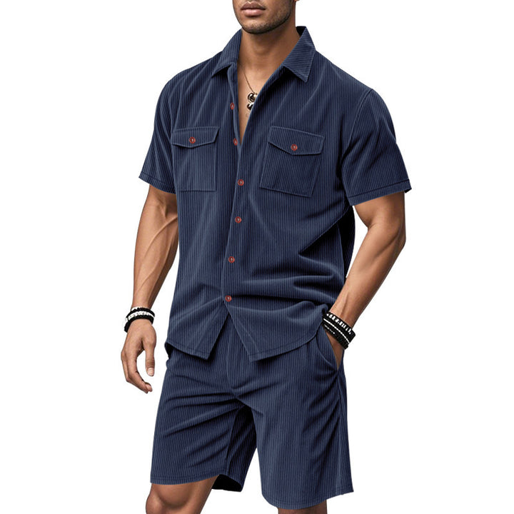 Herren Freizeitanzug im lässigen Streifenlook mit praktischen Taschen und elastischem Bund Aliams