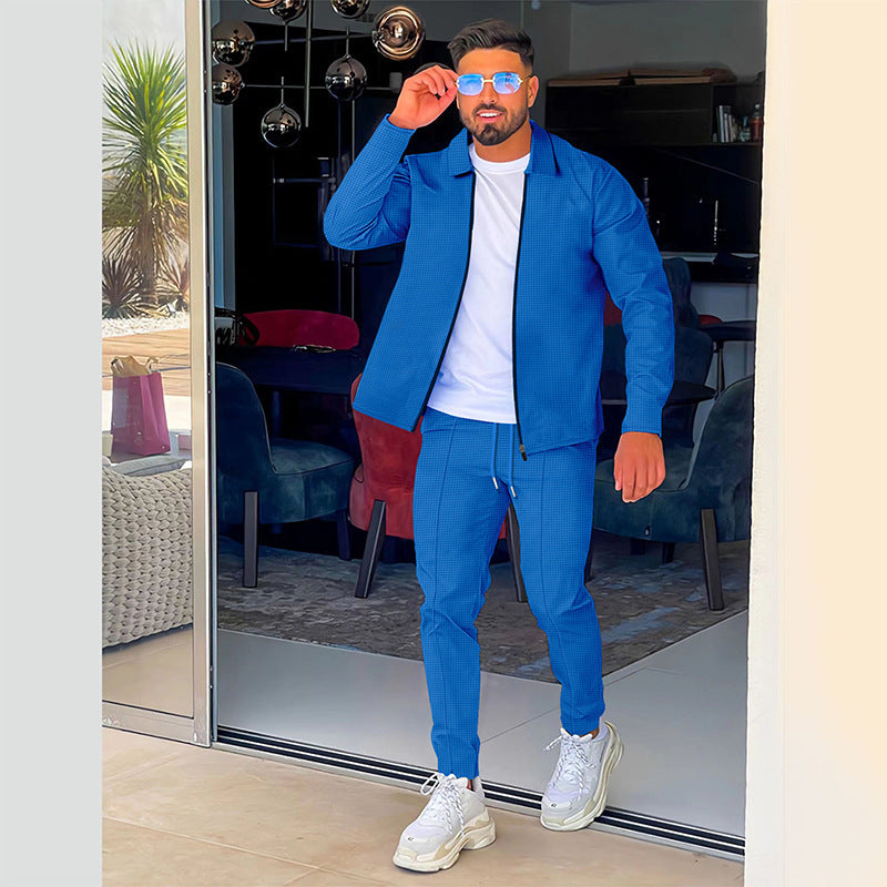 Herren sportliches Trainingsset mit strukturiertem Langarm-Oberteil und bequemen Jogginghosen Aliams