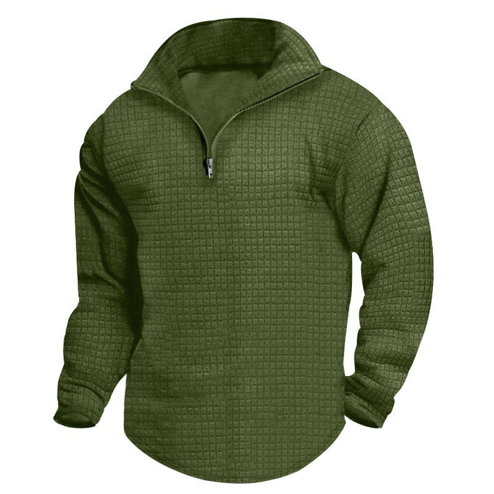 Herren Fleece-Pullover mit Stehkragen und strukturiertem Design Aliams