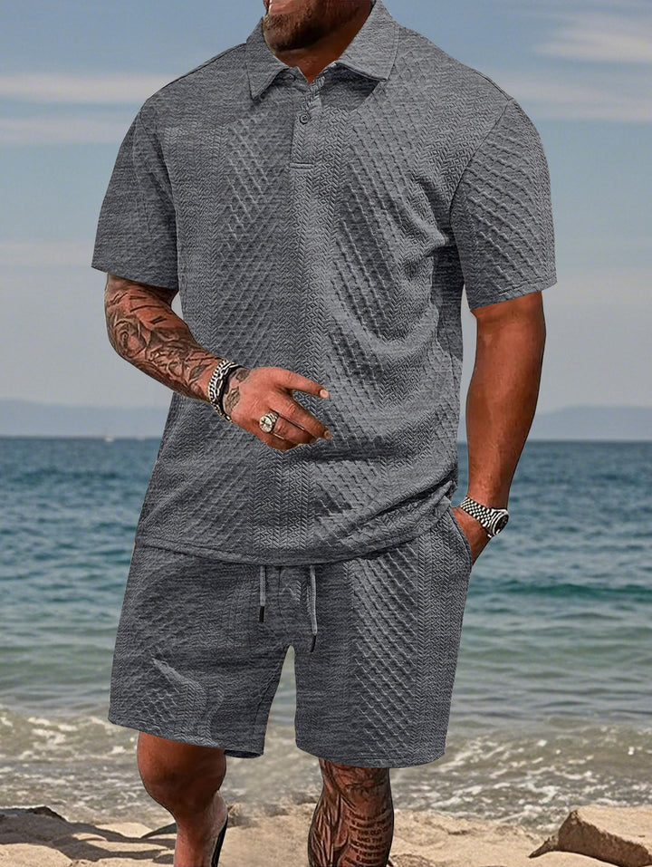 Herren Sportliches Polohemd und Shorts Set Aliams