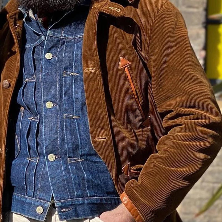 Herren cordjacke mit praktischem Taschen-Detail und Knopfverschluss Aliams