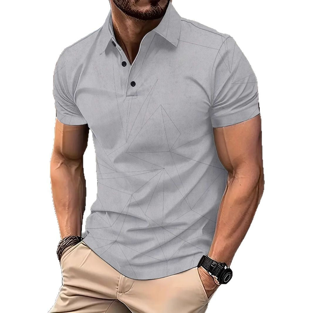 Herren Kurzarm Poloshirt mit modernem geometrischen Muster Aliams