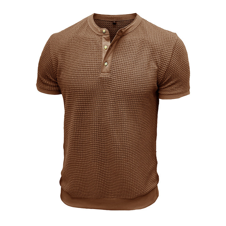 Herren Kurzarm-Henley-Shirt mit strukturiertem Design und edler Knopfleiste Aliams