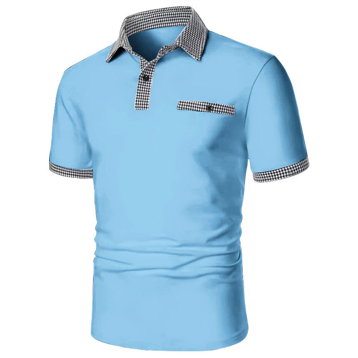 Stylisches Kurzarm-Polohemd für Herren mit karierten Akzenten Aliams