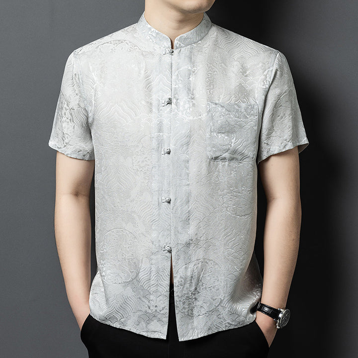 Herren Kurzarmhemd mit asiatischem Muster Aliams