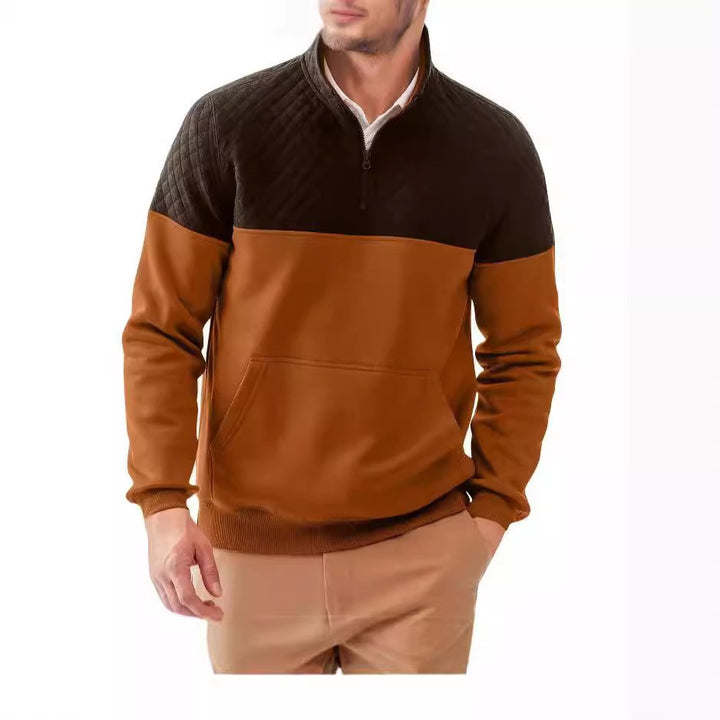 Herren Sportiver Pullover mit Stehkragen und Taschen Aliams