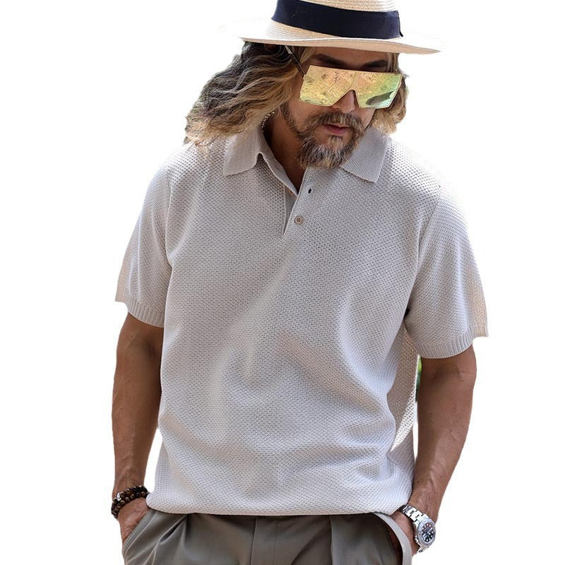 Herren Poloshirt mit strukturiertem Gewebe und kurzen Ärmeln Aliams