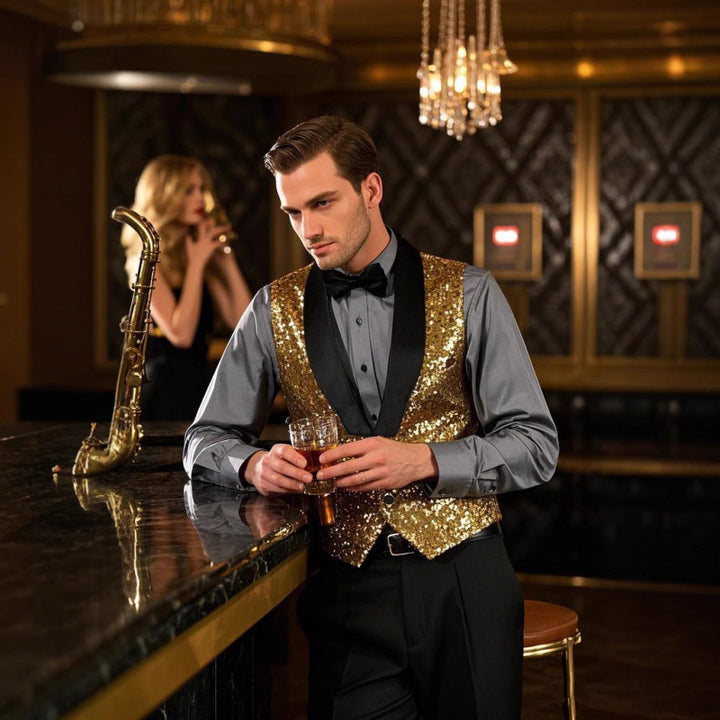 Herren Abend-Weste mit Glitzer Aliams