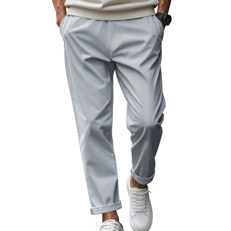 Herren elegante Chino-Hose mit bequemer Passform und seitlichen Taschen Aliams