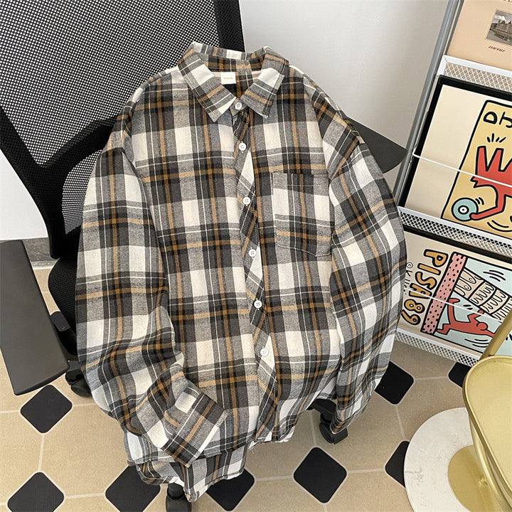 Herren kariertes Hemd mit bequemer Passform und Brusttasche Aliams