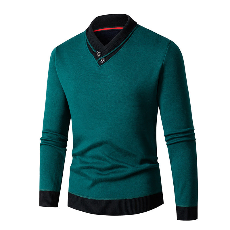Herren eleganter V-Ausschnitt Pullover mit modischem Kragen Aliams