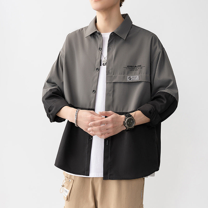 Herren Gestreiftes Langarmhemd mit Taschen Aliams