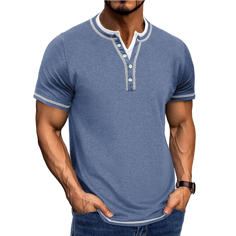 Herren Kurzarm-Henley-Shirt mit edler Knopfleiste und bequemen Schnitt Aliams