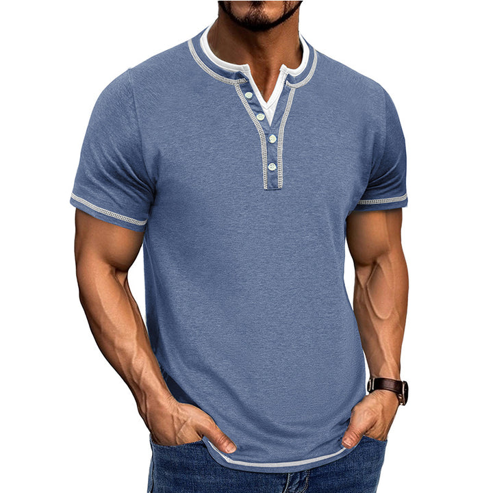 Herren Kurzarm-Henley-Shirt mit edler Knopfleiste und bequemen Schnitt Aliams