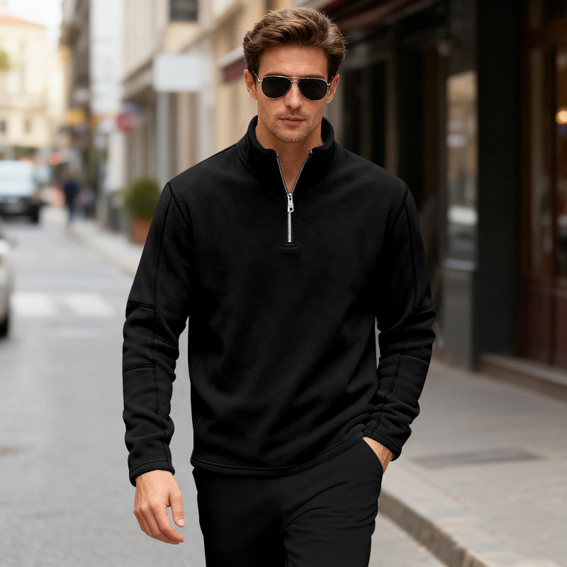Herren Fleece-Pullover mit kurzer Reißverschlussöffnung Aliams