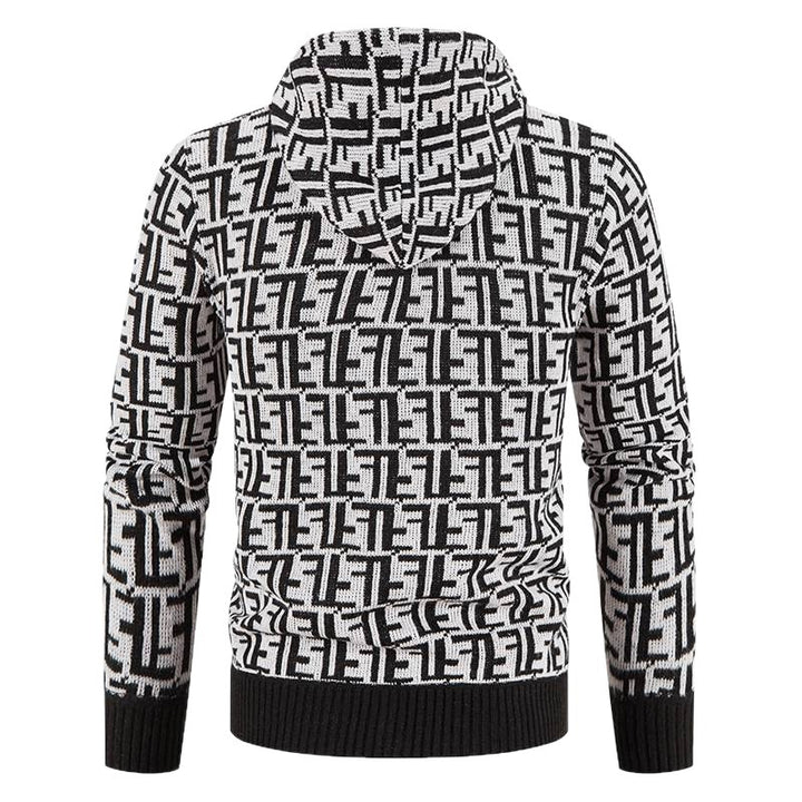 Herren Hochwertige Strickjacke mit modernem Muster und Kapuze Aliams