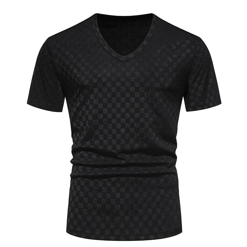 Herren V-Ausschnitt T-Shirt mit strukturiertem Muster Aliams