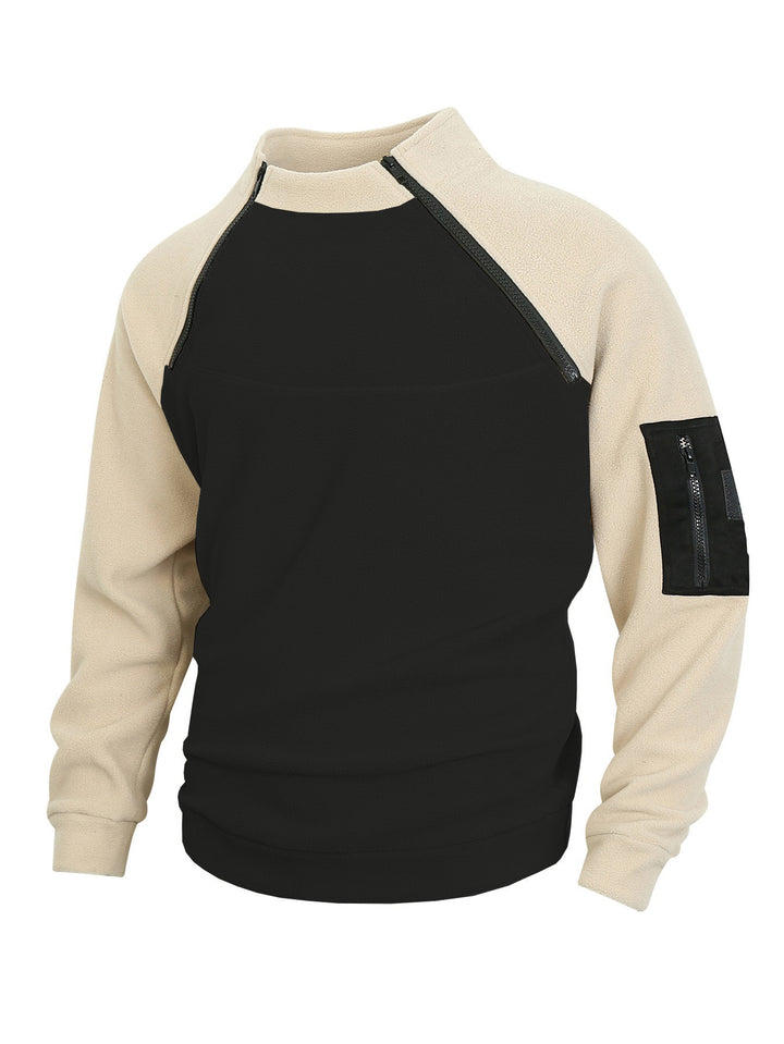 Herren Fleece-Pullover mit hochschließendem Kragen und praktischen Reißverschlussdetail Aliams