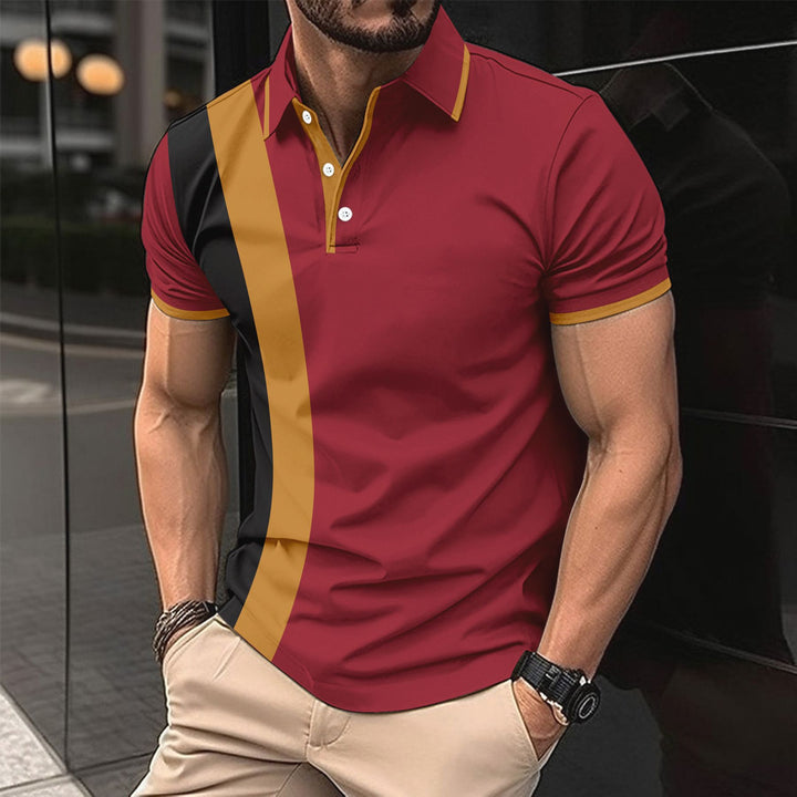 Herren kurzärmeliges Poloshirt mit modernen Farbblocks und atmungsaktivem Material Aliams