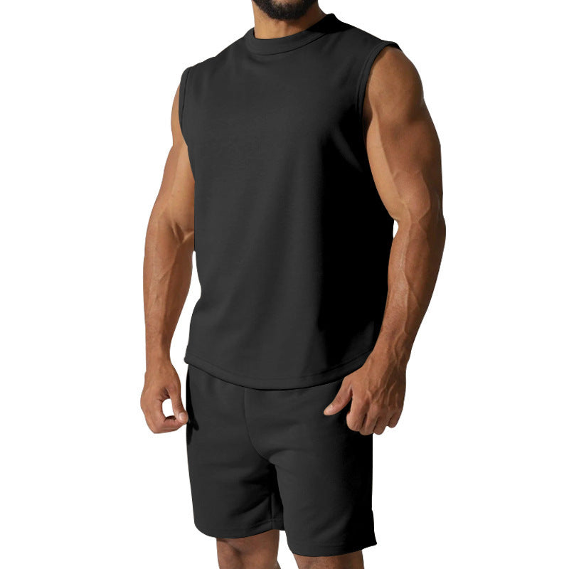 Herren Sportliches ärmelloses Trainingsset mit bequemen Shorts und atmungsaktivem Material Aliams