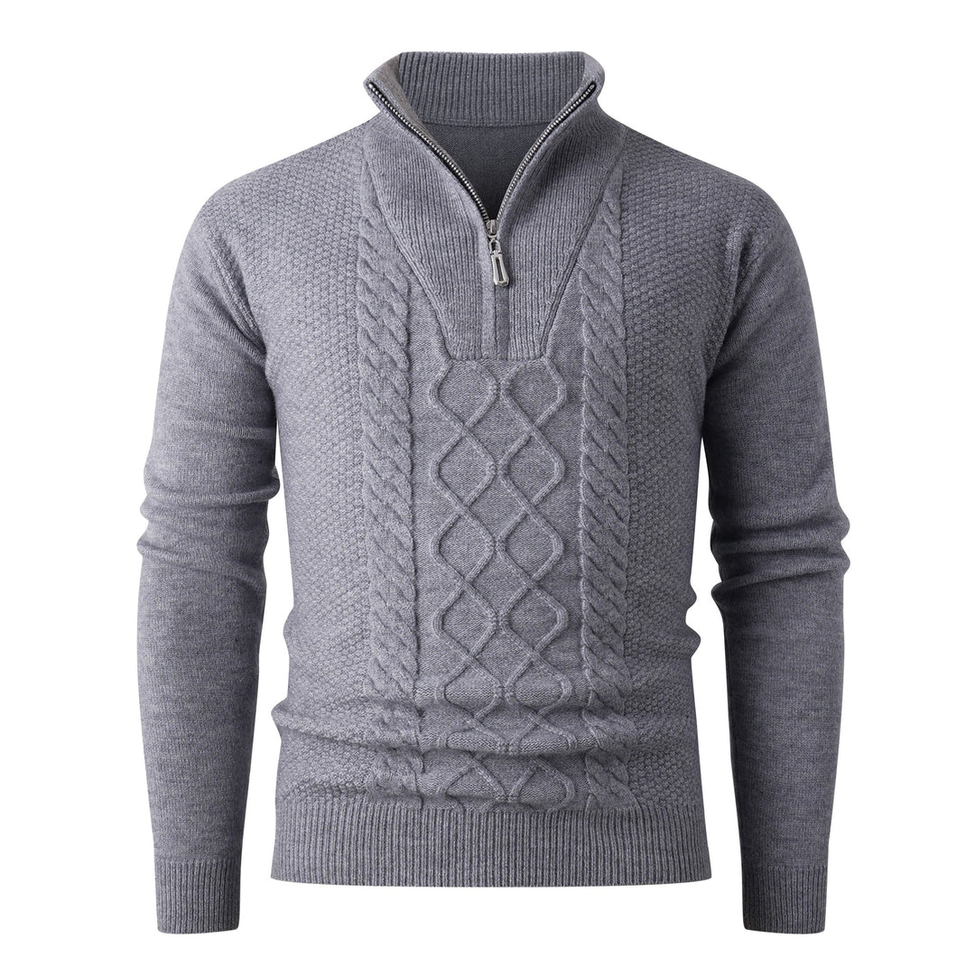 Herren Grobstrickpullover mit modernem Stehkragen und funktionalem Reißverschluss Aliams