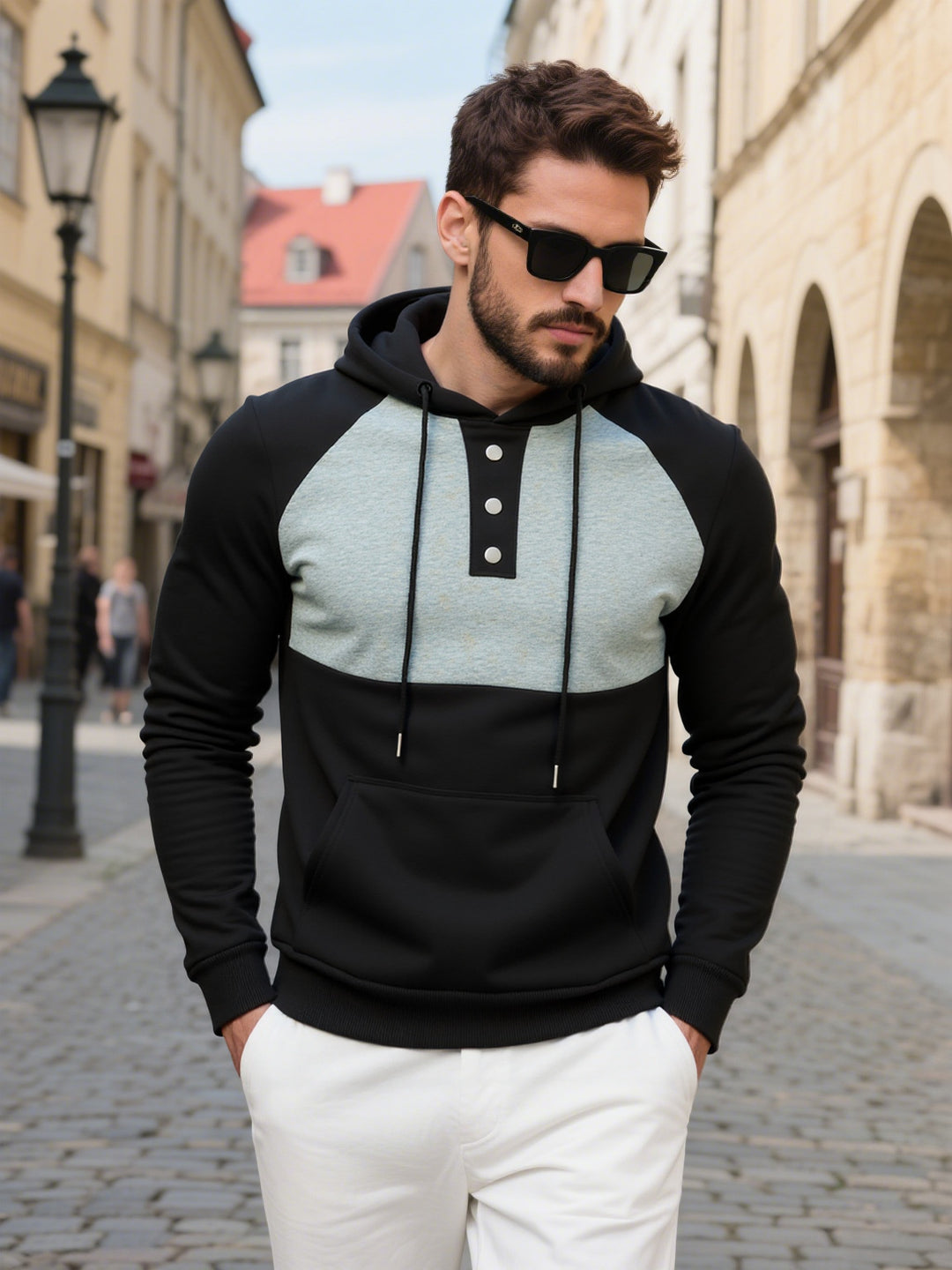Herren Hoodie mit modischem Kontrastdesign Aliams