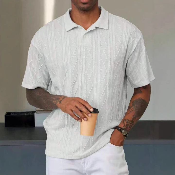 Herren Kurzarm Poloshirt mit strukturiertem Muster und modischem Kragen Aliams