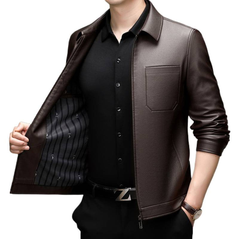 Herren Kunstlederjacke mit modernem Schnitt und praktischen Taschen Aliams