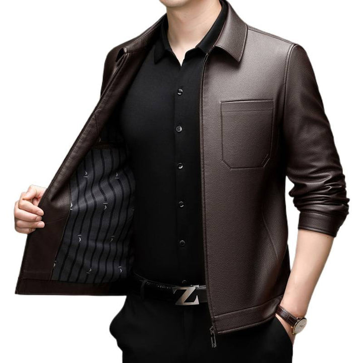 Herren Kunstlederjacke mit modernem Schnitt und praktischen Taschen Aliams