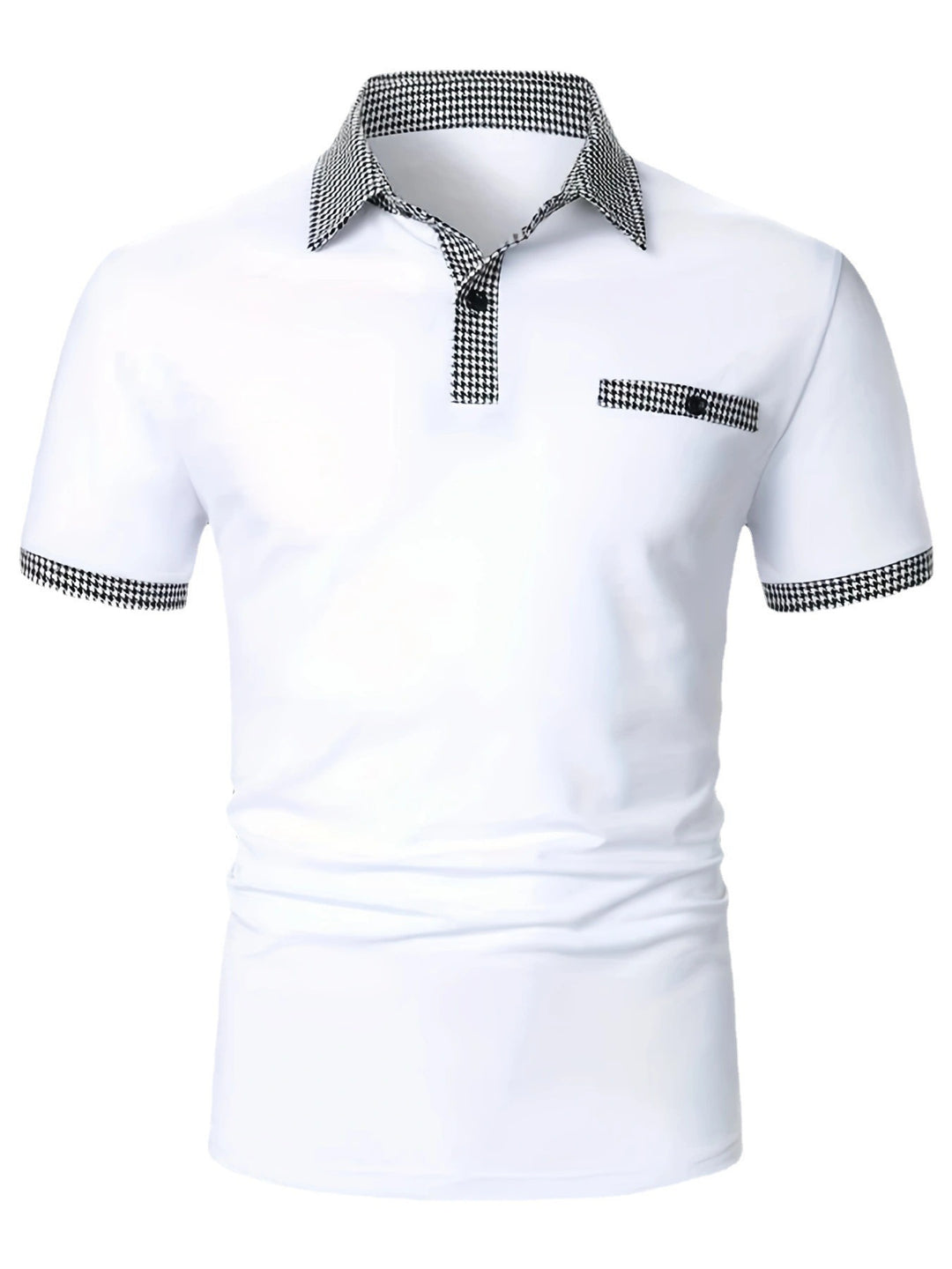 Stylisches Kurzarm-Polohemd für Herren mit karierten Akzenten Aliams