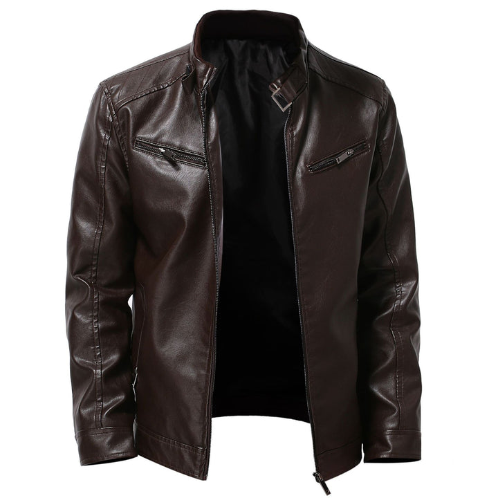 Herren stylische Kunstleder-Motorradjacke im Biker-Stil Aliams