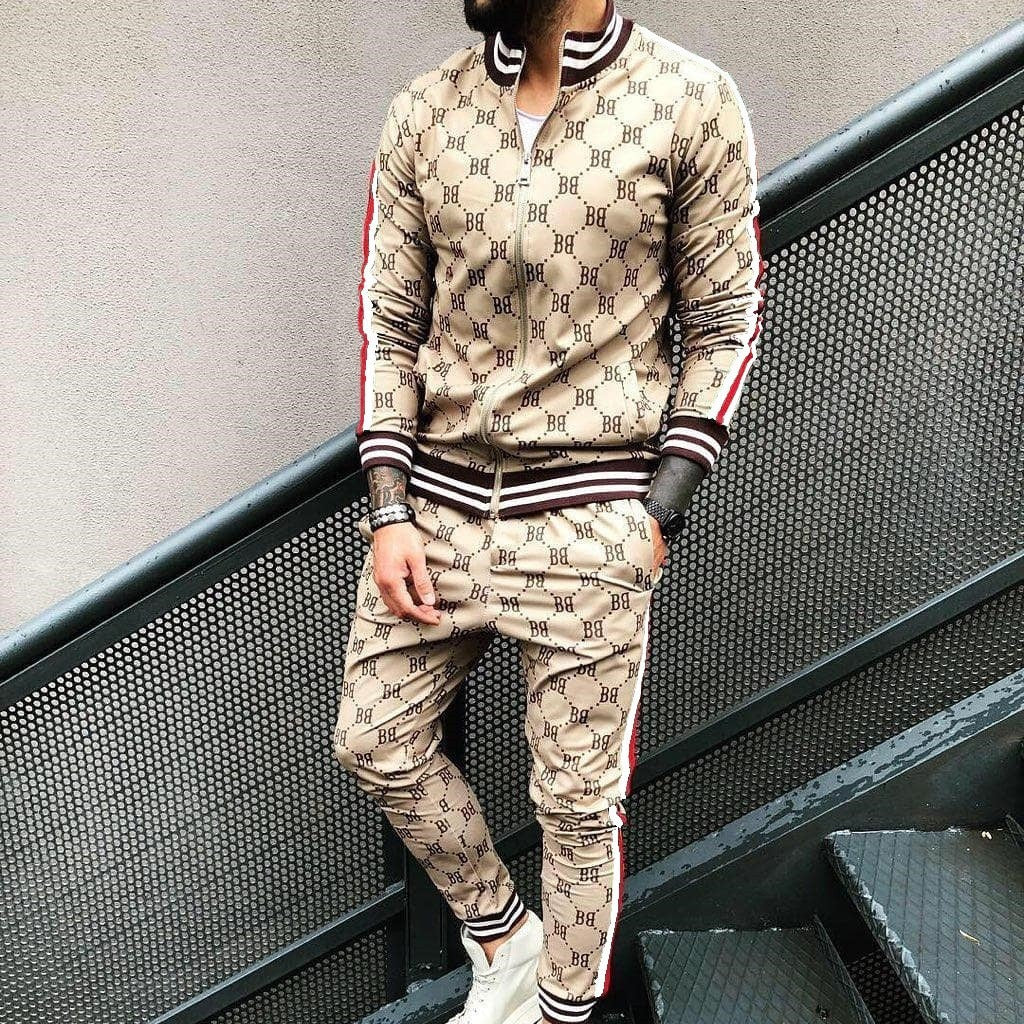 Herren Sportlicher Anzug mit modischem Schriftzug Aliams