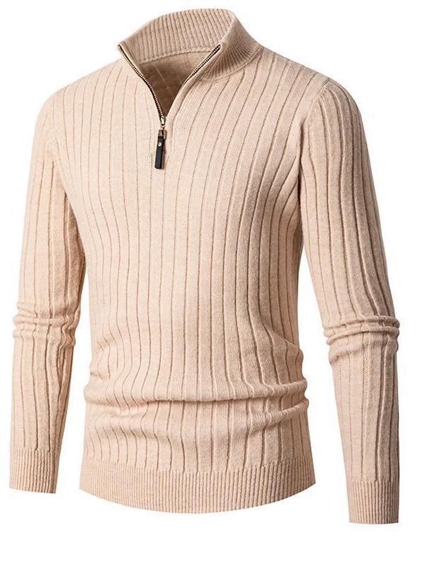 Herren Pullover mit Stehkragen und strukturiertem Rippdesign Aliams