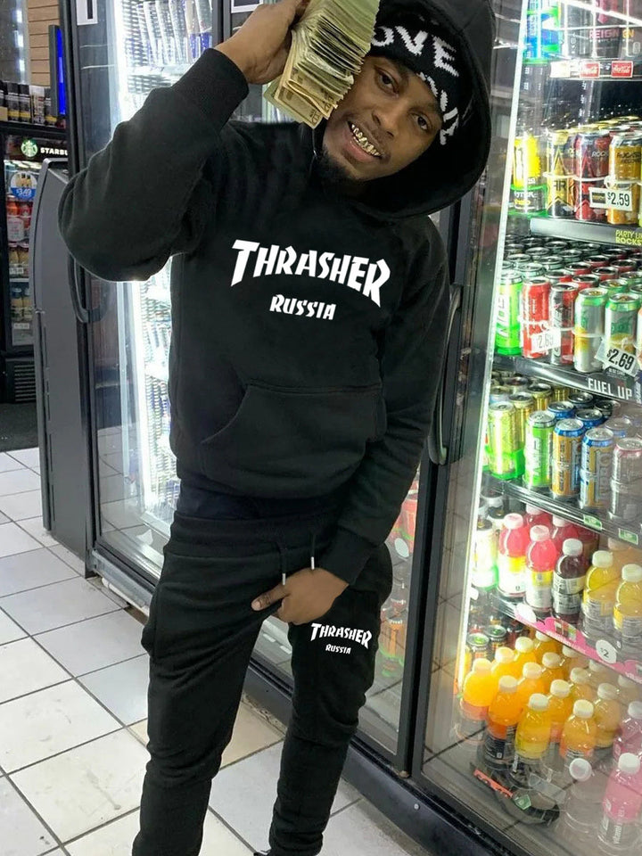 Herren Hoodie und Jogginghose Set mit auffälligem Logo Aliams