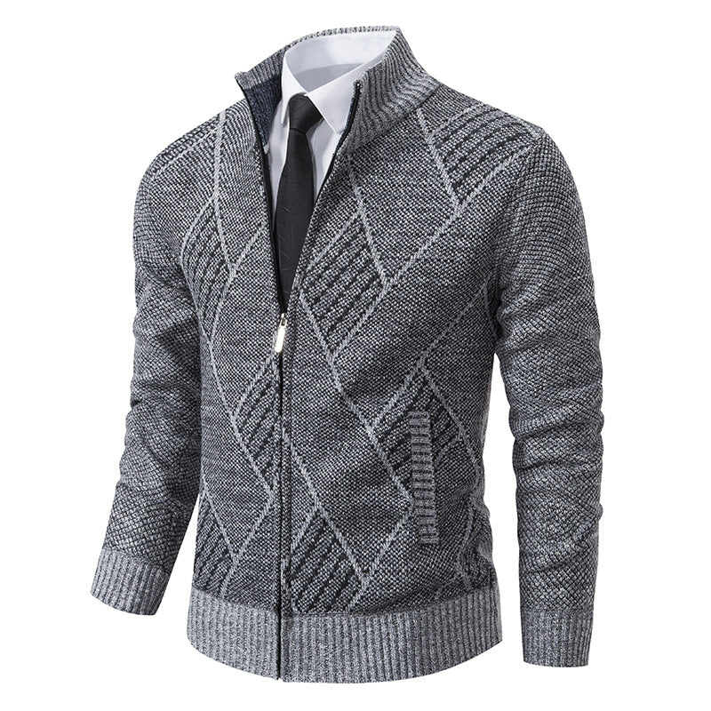 Herren Grobstrickjacke mit dekorativem Zipper und praktischen Taschen Aliams