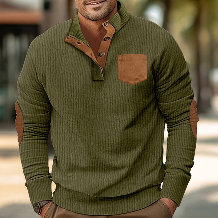 Herren Komfortabler Pullover mit Stehkragen und Kontrastdetails Aliams