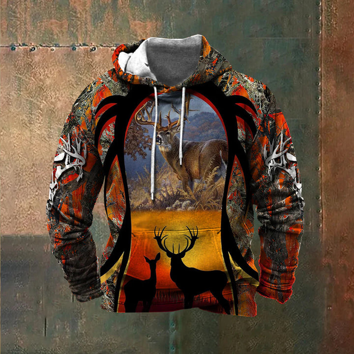 Herren Kapuzenpullover mit beeindruckendem Wildtier-Druck und patriotischen Akzenten Aliams