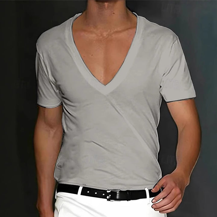 Herren V-Ausschnitt T-Shirt mit figurschmeichelndem Schnitt und hochwertigen Stoffen Aliams