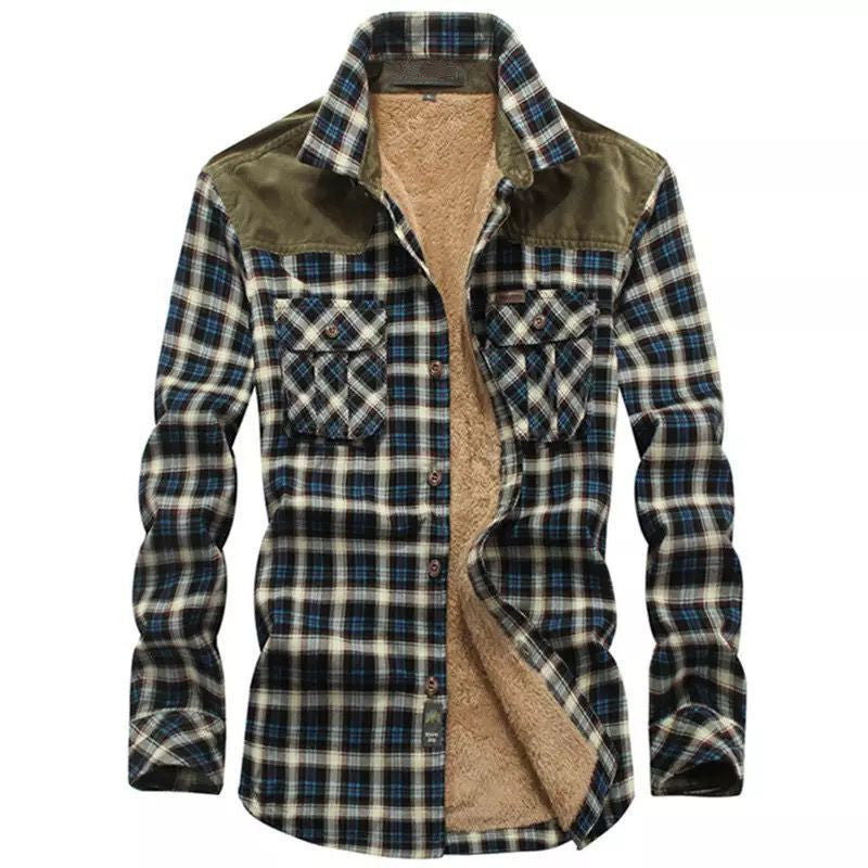 Herren warme Flanellhemdjacke mit gefütterten Taschen Aliams