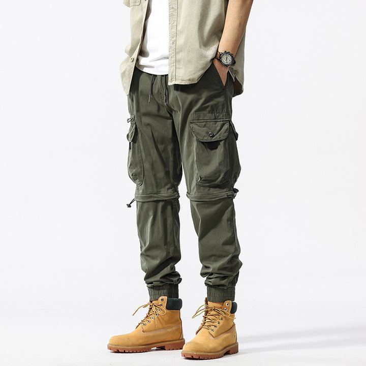 Herren funktionale Cargo-Hose mit verstellbarem Bund und Mehrzwecktaschen Aliams